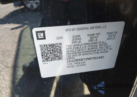 2021 Chevrolet Malibu Fwd Ls from USA, damaged, VIN 1G1ZB5ST2MF051582